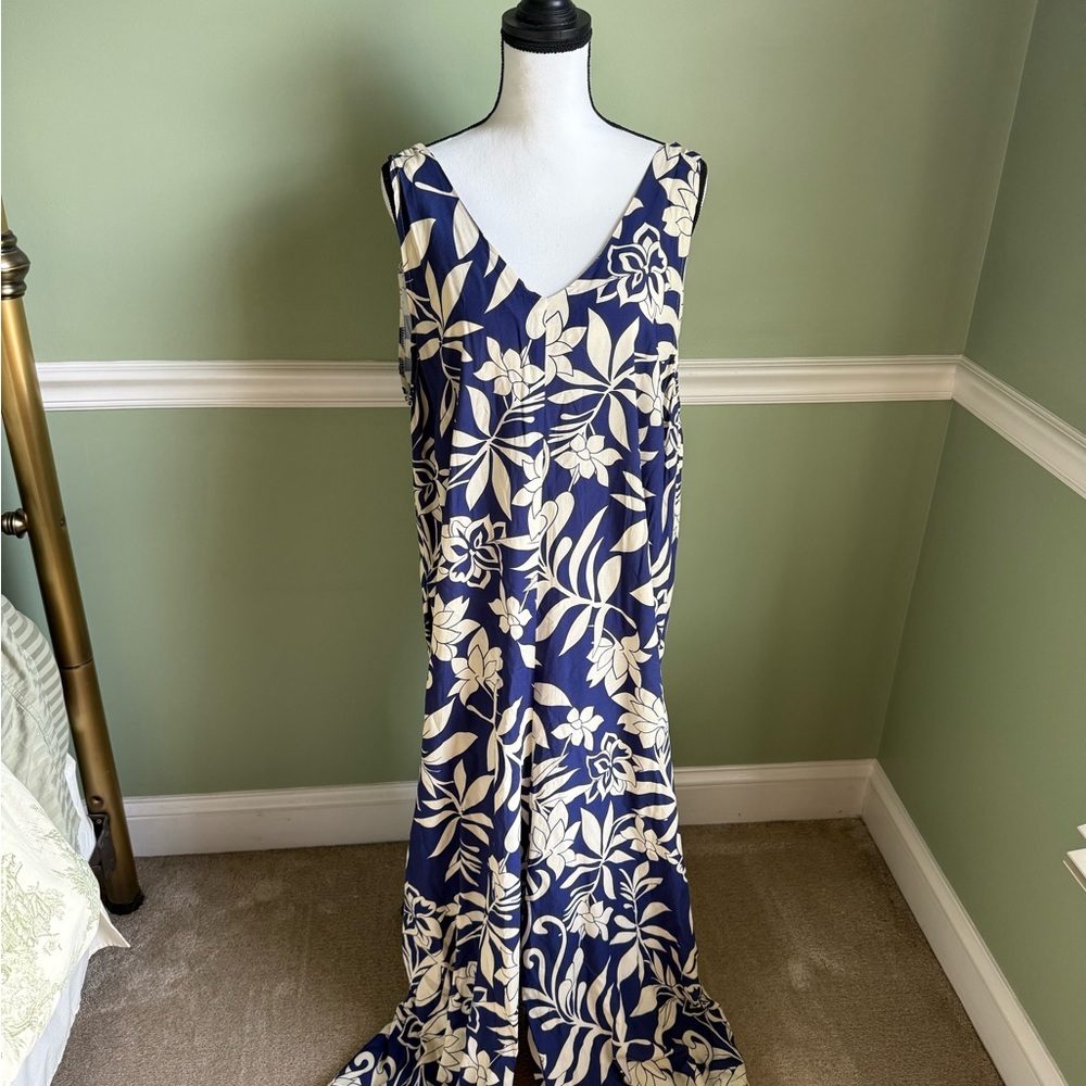 Blue and White Floral Maxi Dress